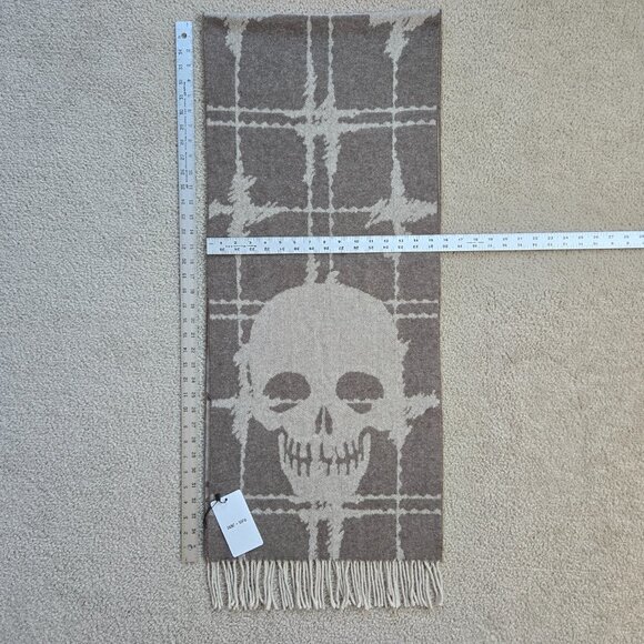 NWT Saint + Sofia Sutton Skull Scarf Beige Wool Blend - Picture 9 of 10